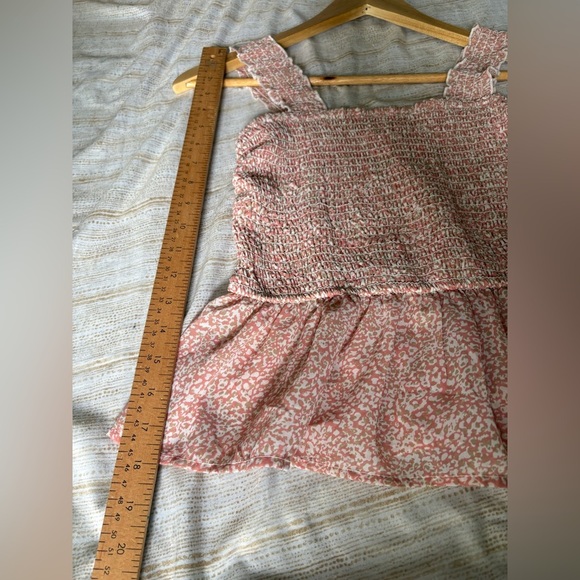 Japna NWT rouched sheer ruffle hem tank top size small pink babydoll - Picture 4 of 7